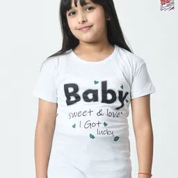 BAESD Girls Typography 2 Printed Raw Edge T-shirt-picture-33