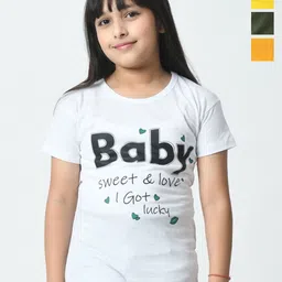 BAESD Girls Typography 4 Printed Raw Edge T-shirt-image-30