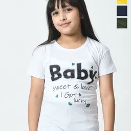 BAESD Girls Typography 4 Printed Raw Edge T-shirt-image-36