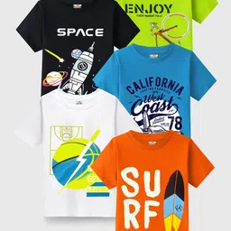 KUCHIPOO Boys 5 Printed Raw Edge T-shirt-image-50