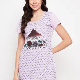 VERO AMORE Printed Cotton Knitted Longline Lounge T-shirt-image-16