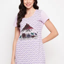VERO AMORE Printed Longline Cotton Lounge T-shirt-image-13