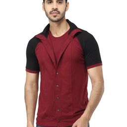 Black Collection Men Colourblocked Polo Collar Cotton T-Shirt-image-84