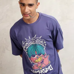 HIGHLANDER Men Graphic Printed Graphic Print Others Round Neck Cotton Oversized T-Shirt-image-23