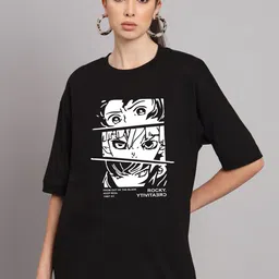 Imsa Moda Comic Printed Oversized Drop Shoulder Cotton T-shirt-image-99