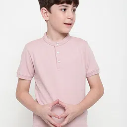 Octave Boys Mandarin Collar Solid T-shirt-image-66