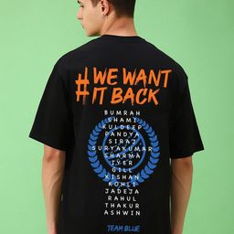 Bewakoof Black Team Blue Graphic Printed Oversized T-shirt-image-91