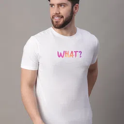 DOOR74 Men White V-Neck Raw Edge T-shirt-image-52