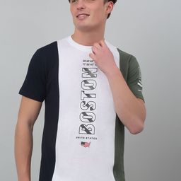Cantabil Colourblocked Typography Printed Round Neck Short Sleeves Cotton T-shirt-image-61