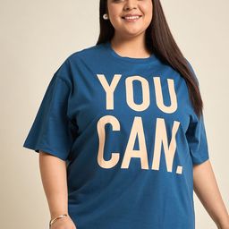 Sztori Round Neck Drop Shoulder Sleeves Typography Printed Cotton Plus Size T-shirt-image-85