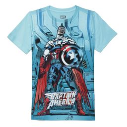 Marvel by Wear Your Mind Boys Blue Captain America Printed T-shirt-picture-1