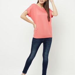 Crimsoune Club Women Pink Solid Extended Sleeves T-shirt-image-17