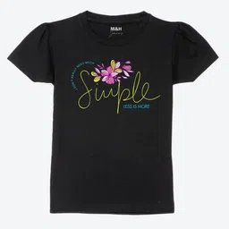 Mast & Harbour Girls Black Typography Pure Cotton Printed T-Shirt-picture-35