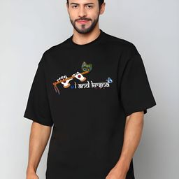 KAIDO Men Graphic Printed Round Neck Cotton Oversized T-shirt-image-39