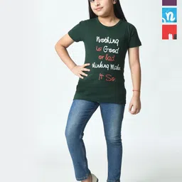 BAESD Girls Typography 4 Printed Slim Fit T-shirt-image-39