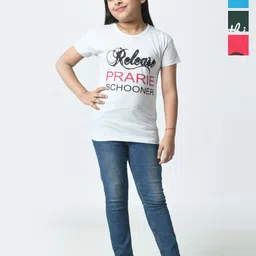 BAESD Girls Pack Of 4  Typography Printed Cotton Slim Fit T-shirts-picture-15