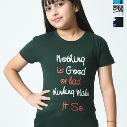 BAESD Girls Typography 4 Printed Slim Fit T-shirt-image-41