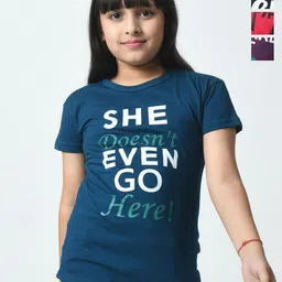 BAESD Girls Typography 4 Printed Slim Fit T-shirt-image-42