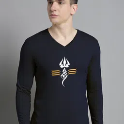 FBAR Graphic Printed V-Neck Cotton Slim Fit T-shirt-image-63
