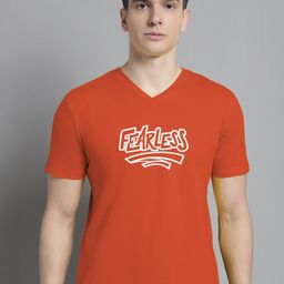 FBAR Typography Printed V-Neck Slim Fit Cotton T-shirt-picture-29