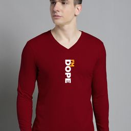 FBAR Typography Printed V-Neck Slim Fit Cotton T-shirt-image-60