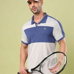 Technosport Men Colourblocked Polo Collar Slim Fit T-shirt-image-30