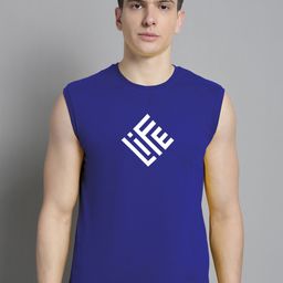 FBAR Typography Printed Sleeveless Slim Fit Pure Cotton T-shirt-image-79