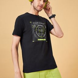 Ajile by Pantaloons Typography Printed Round Neck Short Sleeves Cotton Slim Fit T-shirt-picture-22