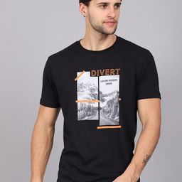 Rodamo Men Black Printed Slim Fit T-shirt-image-76
