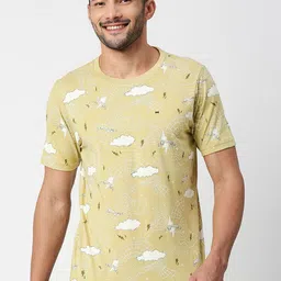 Basics Conversational Printed Cotton Slim Fit T-shirt-image-99