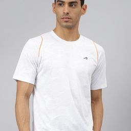 Alcis Men Jacquard Mesh Anti-Static Slim-Fit Round Neck Training T-Shirt-image-83
