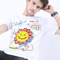 KETCH Men White Printed Slim Fit T-shirt-image-91
