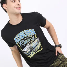 KETCH Men Black Printed Slim Fit T-shirt-image-46