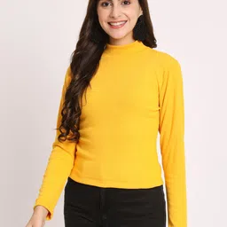 angloindu High Neck Cotton Slim Fit T-shirt-image-38