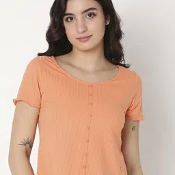 SPYKAR Women Solid Round Neck Cotton Slim Fit T-Shirt-image-21