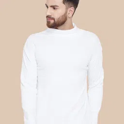 Hypernation Men Solid High Neck Cotton Slim Fit T-shirt-image-89