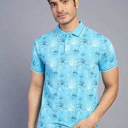 Greenfibre Men Printed Polo Collar Tropical Raw Edge Slim Fit T-shirt-picture-41