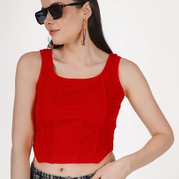 angloindu Cotton Round Neck Sleeveless  Casual Crop Top-picture-27