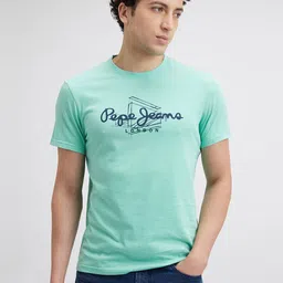 Pepe Jeans Men Typography Printed Round Neck Cotton Slim Fit T-shirt-picture-9