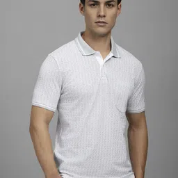Louis Philippe Sport Men Geometric Printed Polo Collar Cotton Casual T-shirt-image-13