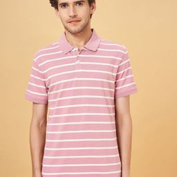 BYFORD by Pantaloons Men Striped Polo Collar Cotton Slim Fit T-Shirt-picture-5