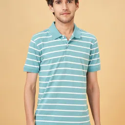 BYFORD by Pantaloons Men Striped Polo Collar Cotton Slim Fit T-Shirt-picture-9