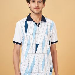 BYFORD by Pantaloons Men Geometric Printed Polo Collar Cotton Slim Fit T-Shirt-picture-14