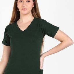 VAHSON V-Neck Pure Cotton Slim Fit T-shirt-image-46