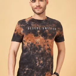 People Abstract Printed Slim Fit Pure Cotton T-shirt-image-84