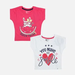 Bodycare Kids Girls Set of 2 Printed Round Neck Antimicrobial T-shirt-image-50