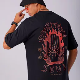 The Indian Garage Co Men Typography Printed Oversized T-shirt-image-4