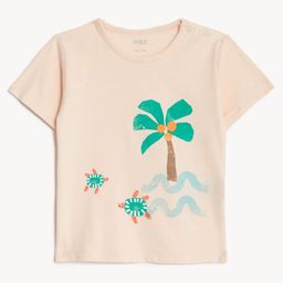 Marks & Spencer Infant Boys Conversational Printed Pure Cotton T-shirt-image-79