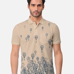 BULLMER Conversational Print Polo Collar Short Sleeves Cotton T-shirt-image-50