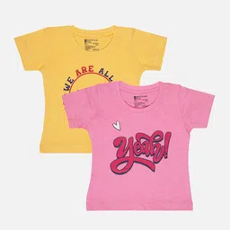 Bodycare Infants Girls Pack of 2 Typography Printed Cotton T-shirts-image-81